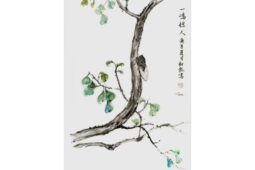梁超龙国画花鸟画新作《一鸣惊人》