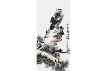 丁昱润老师写意松柏雄鹰图《松鹰图》