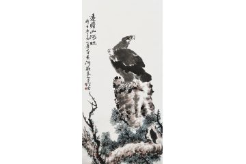 丁昱润老师写意雄鹰图新作《远瞩山河壮》