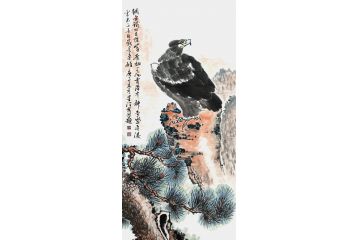 丁昱润老师作品《钢骨铁羽立险峰，展翅一飞霄汉中》
