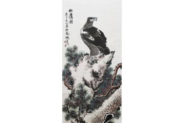丁昱润老师写意松柏雄鹰图《松鹰图》