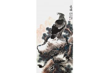 办公室挂画 丁昱润手绘雄鹰图《远瞻》