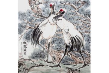 柳子峻国画松鹤图《松鹤延年》