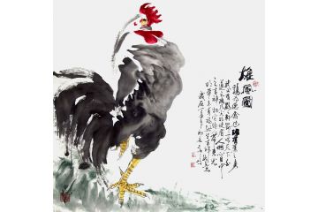 柳子峻国画雄鸡新作《雄风图》