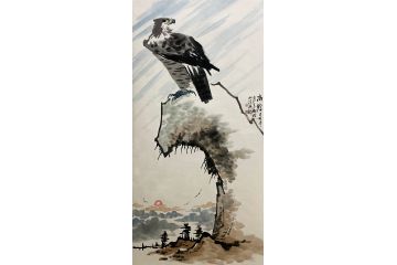 玄关装饰画 田志刚 写意动物画鹰系列《高瞻》