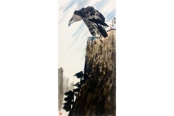 玄关装饰画 田志刚 写意动物画鹰系列《高瞻》