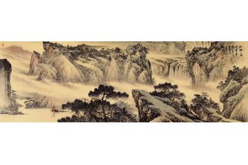 林德坤国画创作山水画《松排山面千重翠》