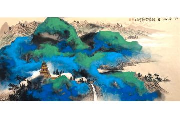 田志刚新品国画创作山水画作品《山谷幽居》
