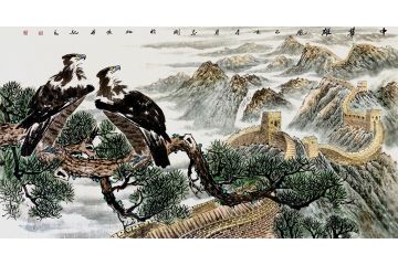 客厅装饰画 四尺横幅 田志刚鹰《中华雄风》