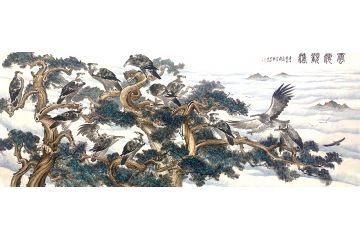 办公室装饰画 田志刚 新品推荐动物画《云海观涛》
