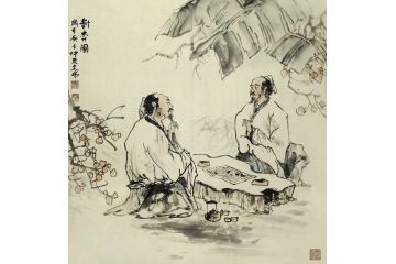 客厅装饰画 林文瑞写意人物画《对弈图》