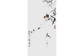 林文瑞国画竹子图《弄影》