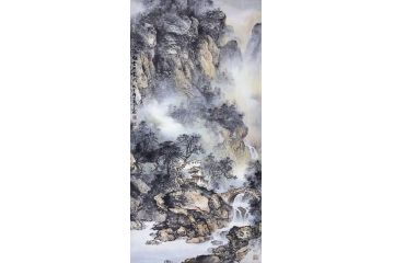 林文瑞新品力作四尺竖幅山水画《白云深处闲》