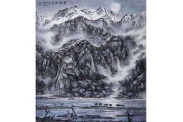 林文瑞新品创作国画山水画《秦时明月》