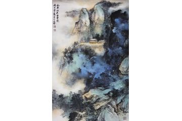林文瑞新品力作国画山水画《云山诗意图》