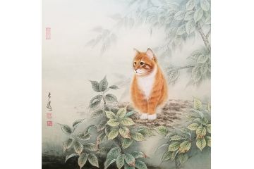 书房装饰画 王文波斗方动物画《穷款》