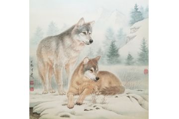 客厅装饰画 王文波斗方动物画《穷款》