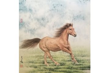 客厅装饰画 王文波斗方动物画《穷款》