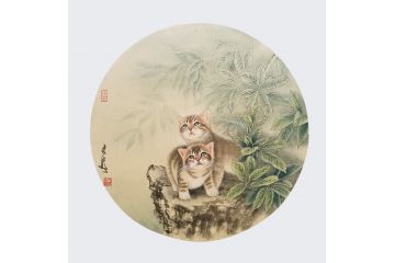 卧室装饰画 王文波动物画猫趣图《穷款》