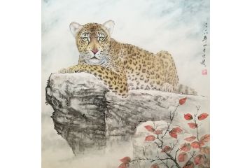 书房挂画 王文波 斗方动物画《穷款》