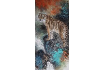 客厅装饰挂画 四尺竖幅动物画 李大伟《雄风》