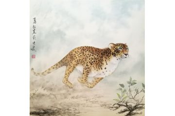 客厅装饰画 王文波斗方动物画《穷款》
