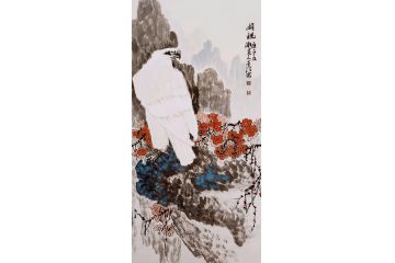 丁昱润老师竖幅雄鹰图《雄观》