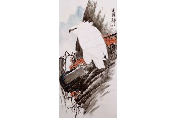丁昱润老师新品 四尺竖幅雄鹰图《远瞻》