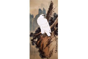 走廊挂画 丁昱润写意雄鹰图新作《穷款》