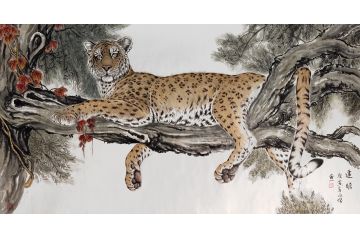 客厅装饰画 布永杰六尺横幅动物画《远瞻》
