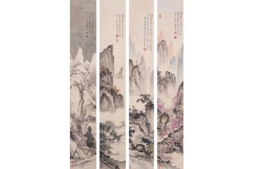 王兰波新品创作国画山水画条屏《春夏秋冬》