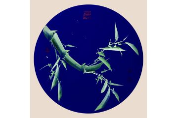 高建文精美团扇花鸟画《穷款》