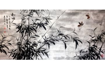 高建文四尺横幅竹子图《和畅》