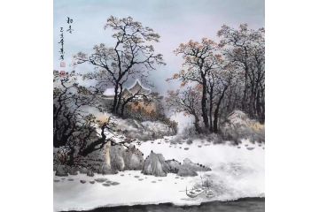 斗方山水画雪景 张景芳新品国画《初冬》