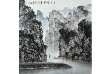 张景芳新品创作山水画作品《诗情倒影中》