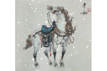 玄关装饰画 李娜动物画 马《穷款》