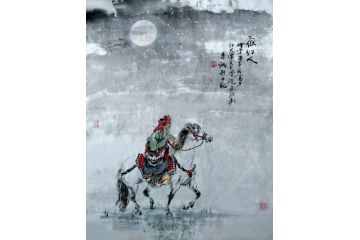 办公室装饰挂画 李娜动物画生肖图 马《夜归人》