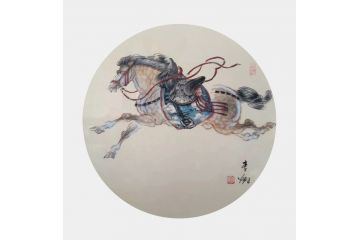 玄关装饰画 李娜动物画骏马图《圆卡》