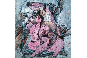 玄关装饰画 李娜斗方画作品《穷款》