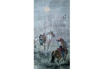 名家真迹 李娜三尺竖幅动物画《穷款》