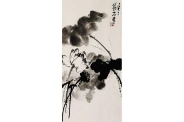 静叶老师写意花鸟画《墨荷》