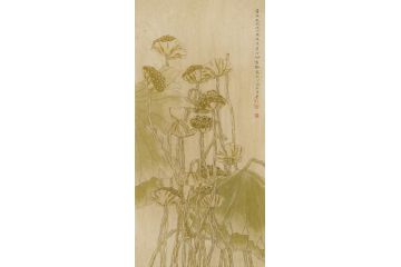 书房装饰画 周曼竹老师精品花鸟画《露湿轻纨波不摇》