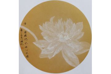 周曼竹斗方荷花图《香漫瑶池水冰心不染尘》