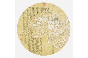 玄关装饰画 周曼竹斗方荷花图《心经白莲系列》