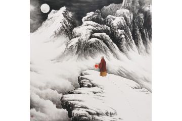 精品国画雪景 吴大恺新品创作山水画《悟禅》