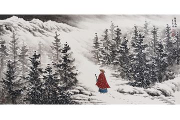 室内禅意风挂画 吴大恺精品雪景《踏雪觅幽》