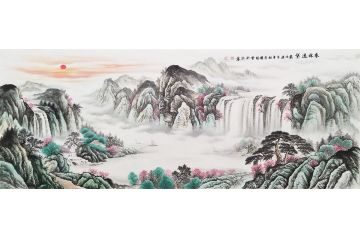 2020聚宝盆装饰画 李国胜流水生财《春林远黛》