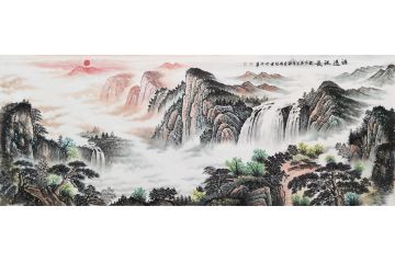 生财旺运聚宝盆 李国胜新品山水画《源远流长》