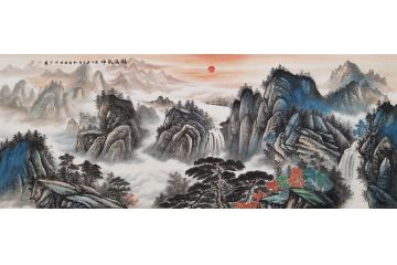 李国胜新品创作六尺横幅山水画作品《福满乾坤》