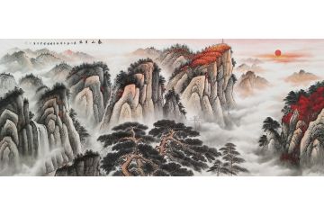 五岳独尊泰山图 李国胜新品山水画《泰山日出》